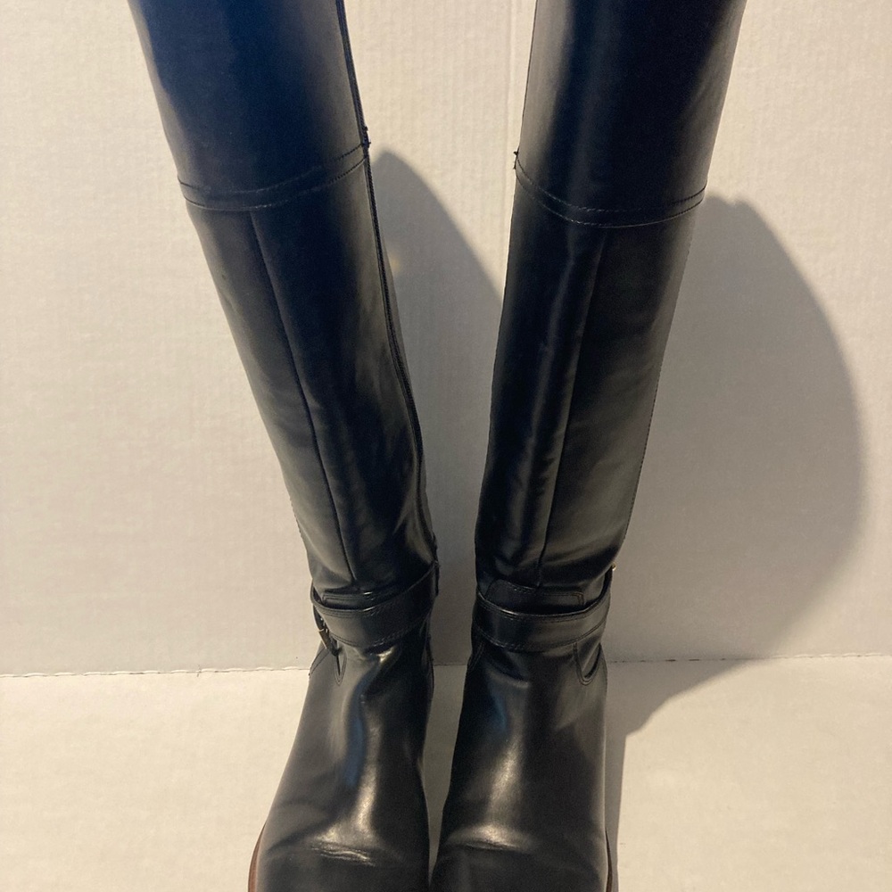 Tommy Hilfiger Black Leather Buckle Women Boot Size 9